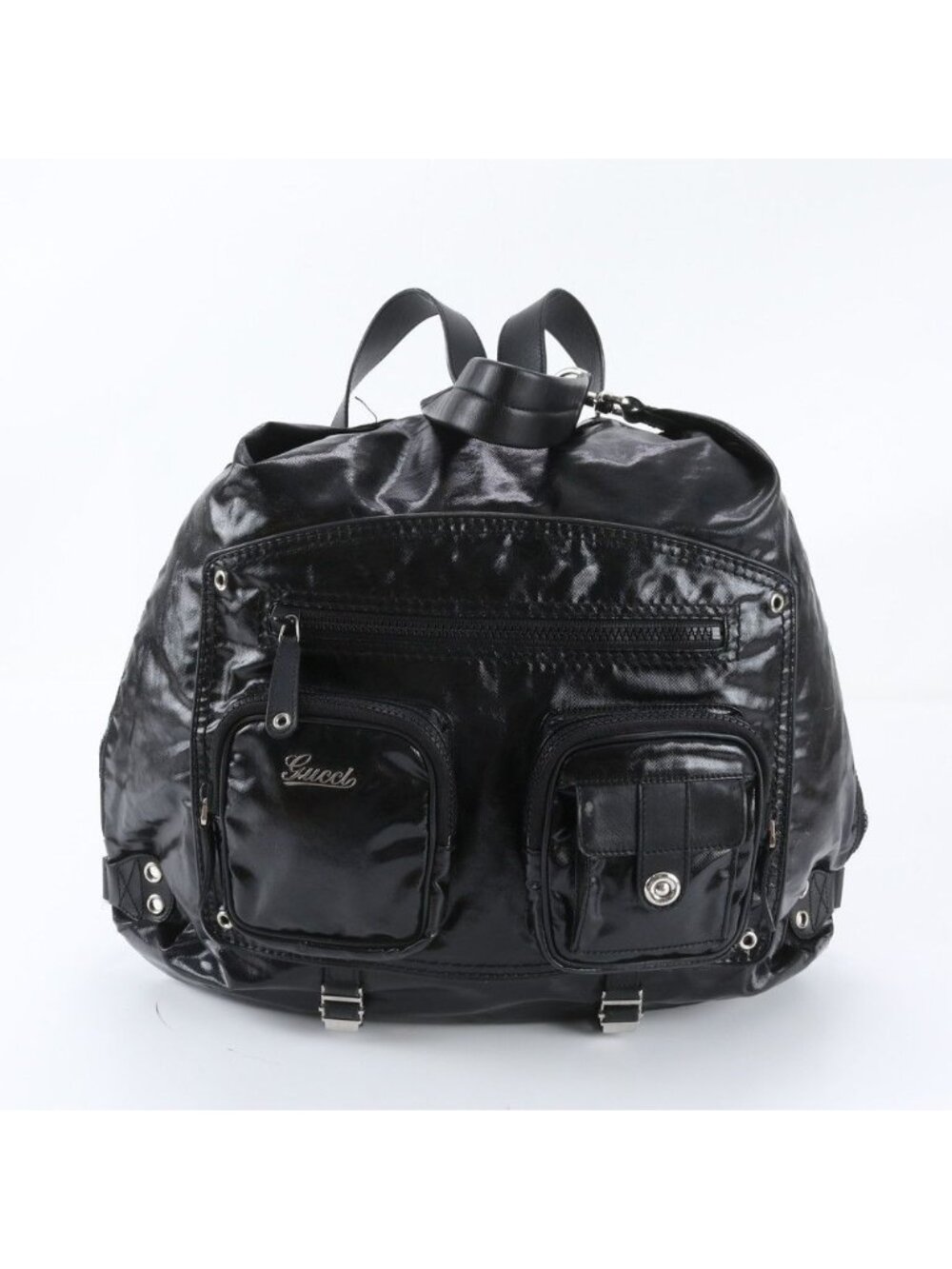 Gucci Leather Nylon 2-Way Backpack Shoulder Bag